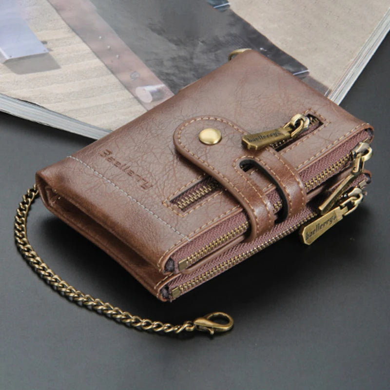 Men's Short Leather Wallet 3-Fold Retro Multi-Card Europe & America
