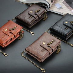 Men's Short Leather Wallet 3-Fold Retro Multi-Card Europe & America