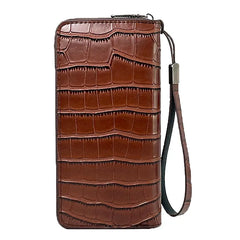 Men's Stone Pattern Long Wallet Embossed Soft Business Wristband