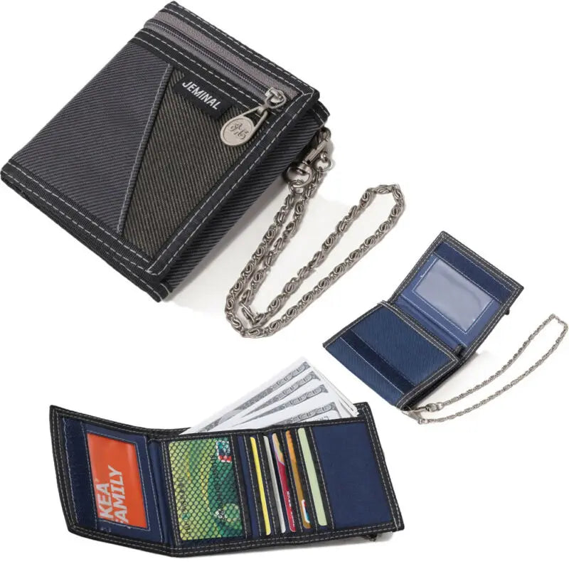 Mens Boys Canvas Trifold Sports Cash Wallet Holder