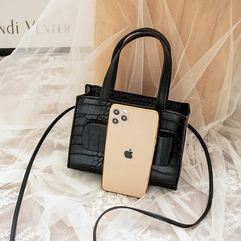 Women's PU Leather Messenger Bag Crocodile Pattern Crossbody Handbag