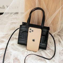 Women's PU Leather Messenger Bag Crocodile Pattern Crossbody Handbag