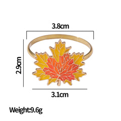 Metal Maple Leaf Pumpkin Turkey Napkin Rings Autumn Thanksgiving Decor