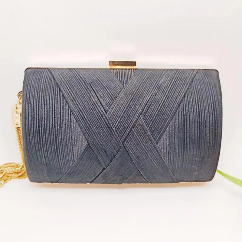 Metal Tassel Clutch Bag With Chain Shoulder Handbag Silk Purse Evening Bag