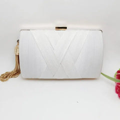Metal Tassel Clutch Bag With Chain Shoulder Handbag Silk Purse Evening Bag