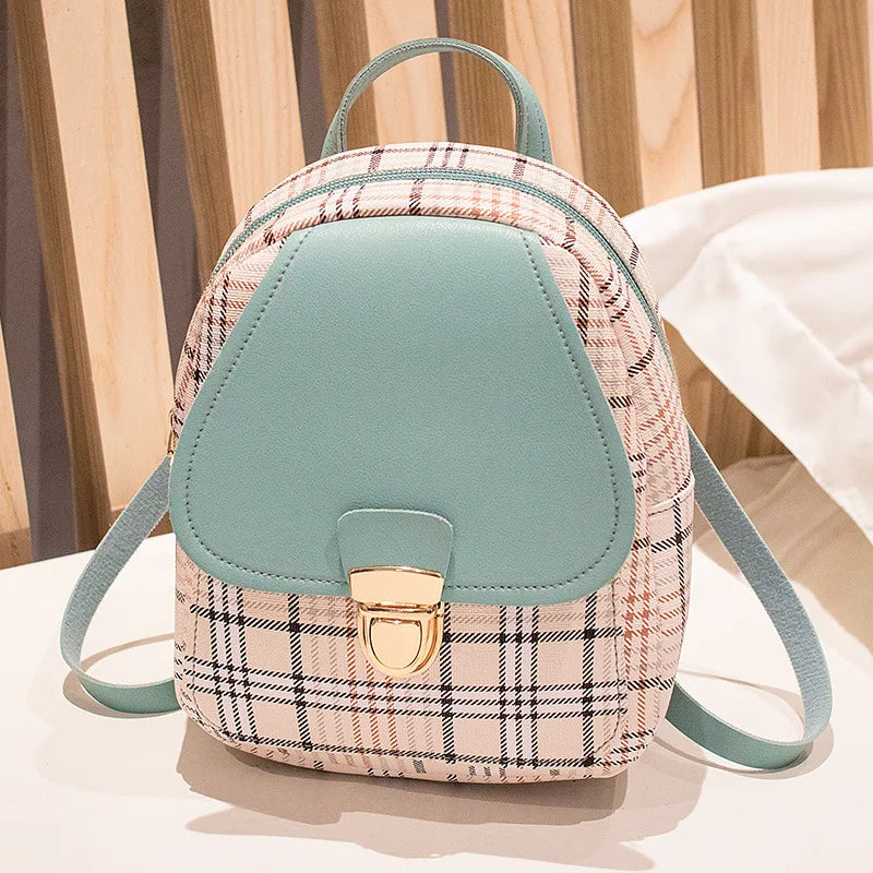 Plaid Mini Backpack for Teen Girl