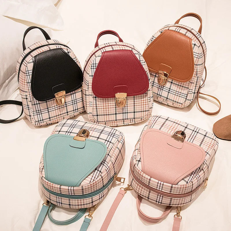 Plaid Mini Backpack for Teen Girl