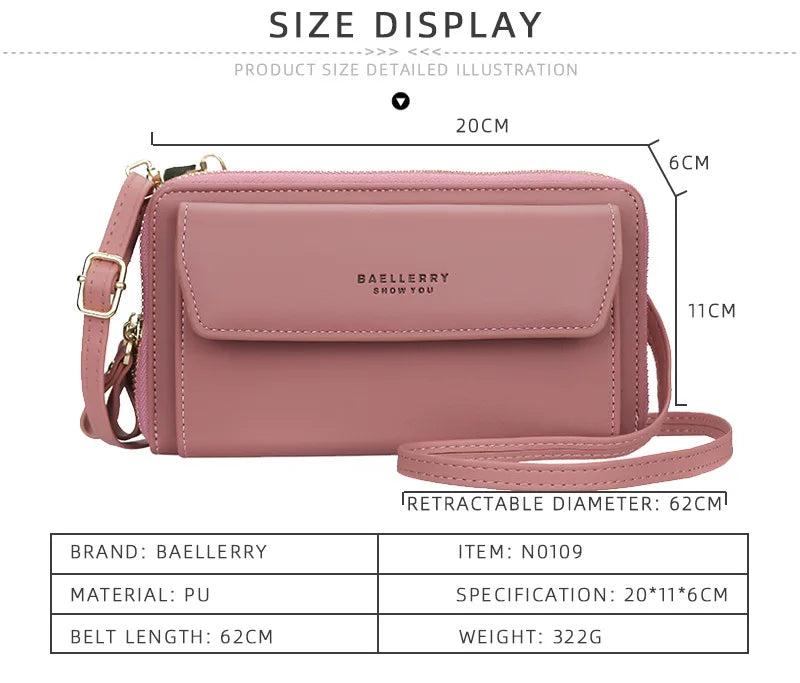 Mini Crossbody Shoulder Bag for Women with High Cell Phone Pocket