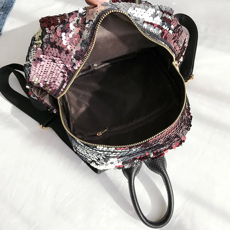 Sequins Backpack School Backpack For Teenager Girl Women Shoulder Bags