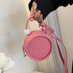 Mini Round PU Leather Crossbody Bags for Women Small Shoulder Bag Lady Handbags