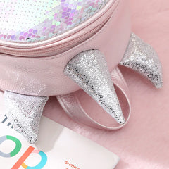 Mini Sequins Unicorn Backpack PU Leather Women Travel Small Bag