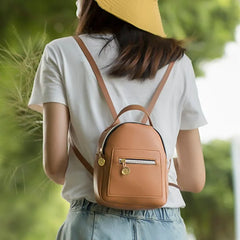 Mini Soft Leather Backpack Women Shoulder Bag For Teenage Girl