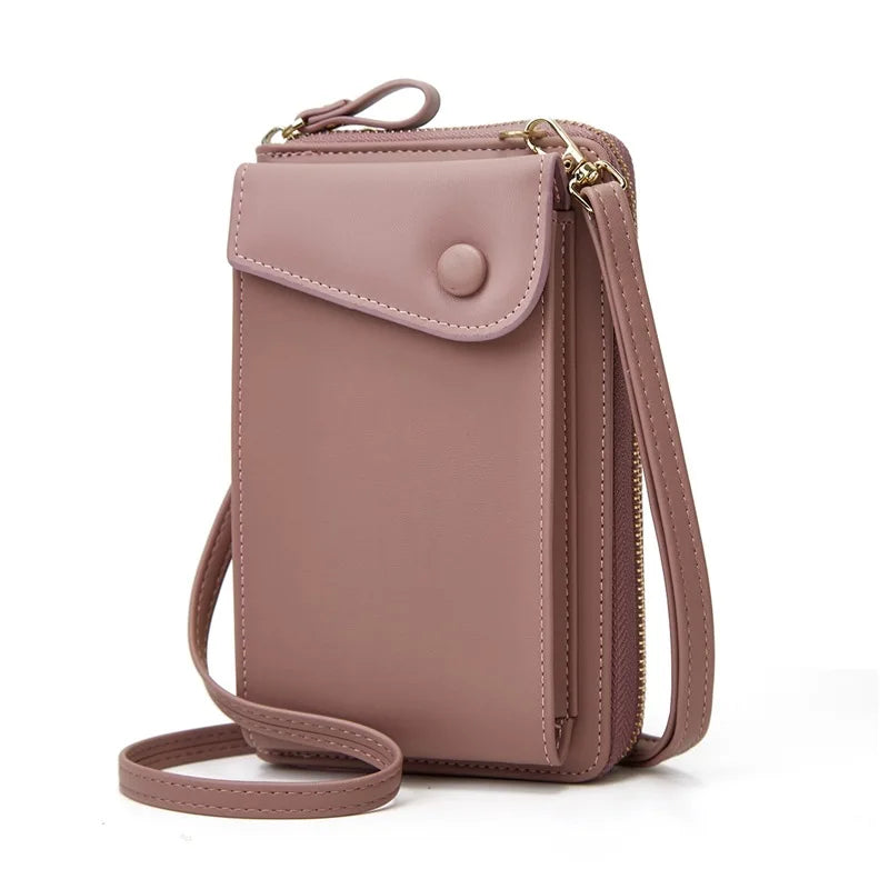 Women Crossbody Bag PU Leather Single Shoulder Classic Casual Soild Card Clip