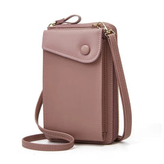 Women Crossbody Bag PU Leather Single Shoulder Classic Casual Soild Card Clip