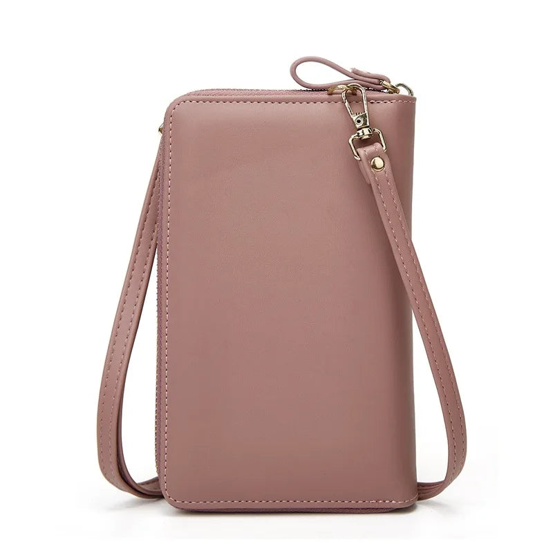 Women Crossbody Bag PU Leather Single Shoulder Classic Casual Soild Card Clip