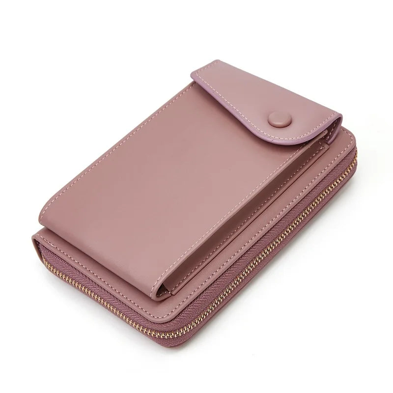 Women Crossbody Bag PU Leather Single Shoulder Classic Casual Soild Card Clip