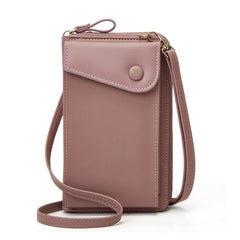Women Crossbody Bag PU Leather Single Shoulder Classic Casual Soild Card Clip