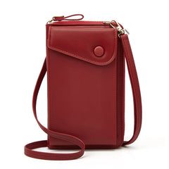 Women Crossbody Bag PU Leather Single Shoulder Classic Casual Soild Card Clip