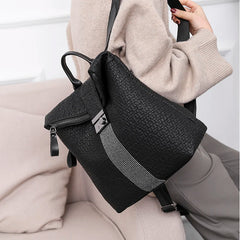 Women Leather Backpack High School Travel Bagpack