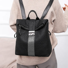 Women Leather Backpack High School Travel Bagpack