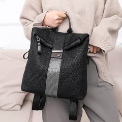 Women Leather Backpack High School Travel Bagpack