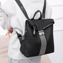 Women Leather Backpack High School Travel Bagpack