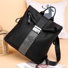 Women Leather Backpack High School Travel Bagpack