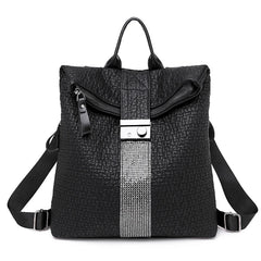 Women Leather Backpack High School Travel Bagpack