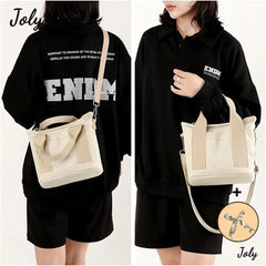Japanese Large Capacity Canvas Crossbody Bag with Zipper