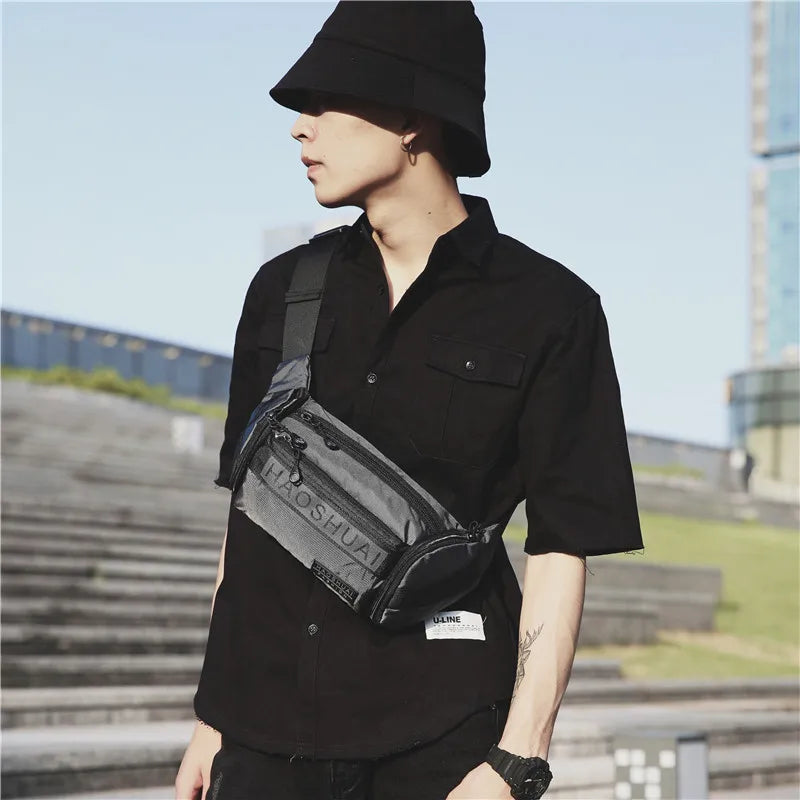 Men's Waist Pack Shoulder Messenger Bag Waterproof Cycling Travel Chest Bag