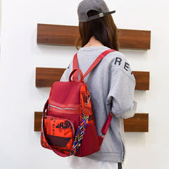Antitheft Water Repellent Backpack Oxford PU Contrast Stitching