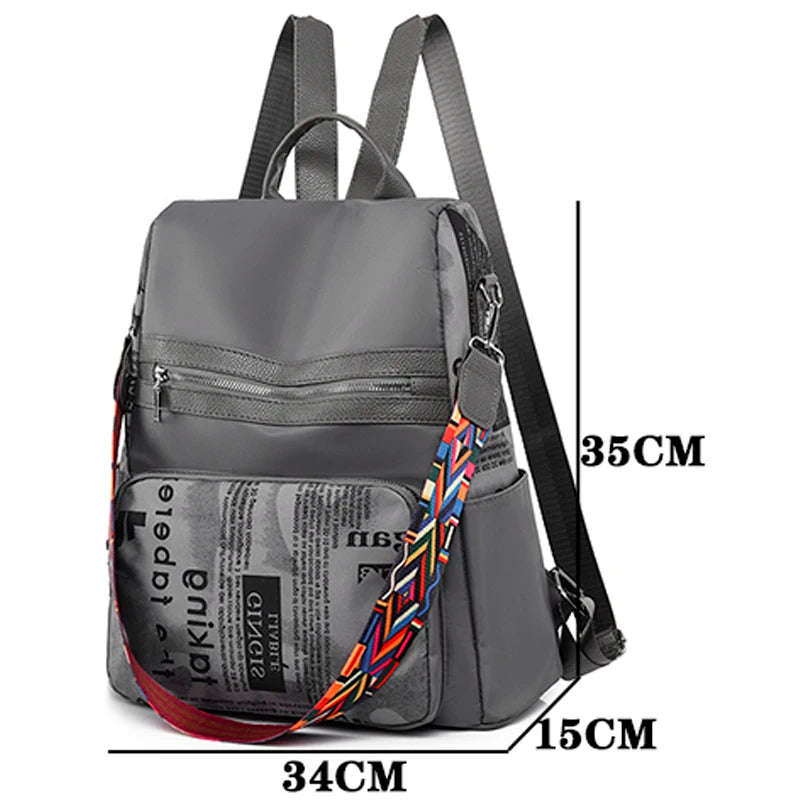 Antitheft Water Repellent Backpack Oxford PU Contrast Stitching