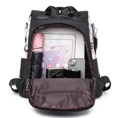 Antitheft Water Repellent Backpack Oxford PU Contrast Stitching
