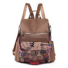 Antitheft Water Repellent Backpack Oxford PU Contrast Stitching