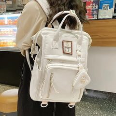 Multifunctional Women's Nylon Backpack Laptop School Handbag