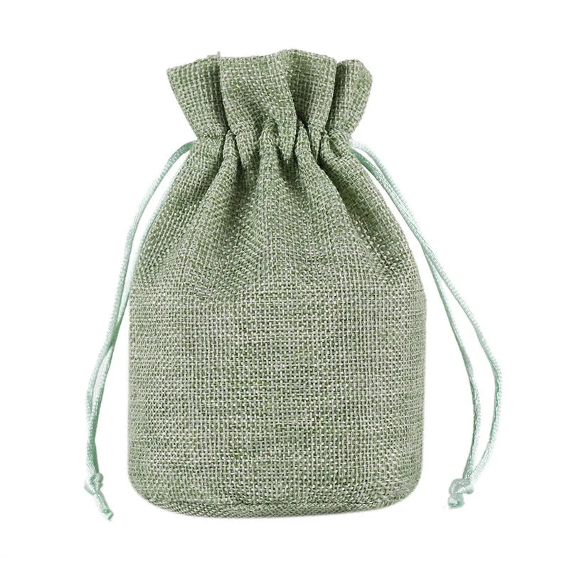 Round Bottom Jute Linen Drawstring Bags Pouch Gift Bag