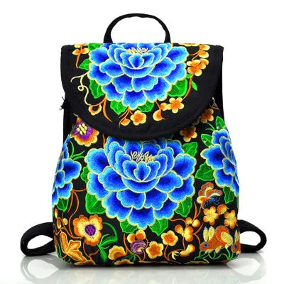 Floral Embroidered Bohemian Backpack Top-Sale Canvas Bag