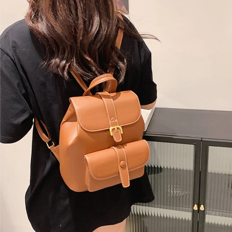 Natural Cowhide Large Hand-held Leather Backpack