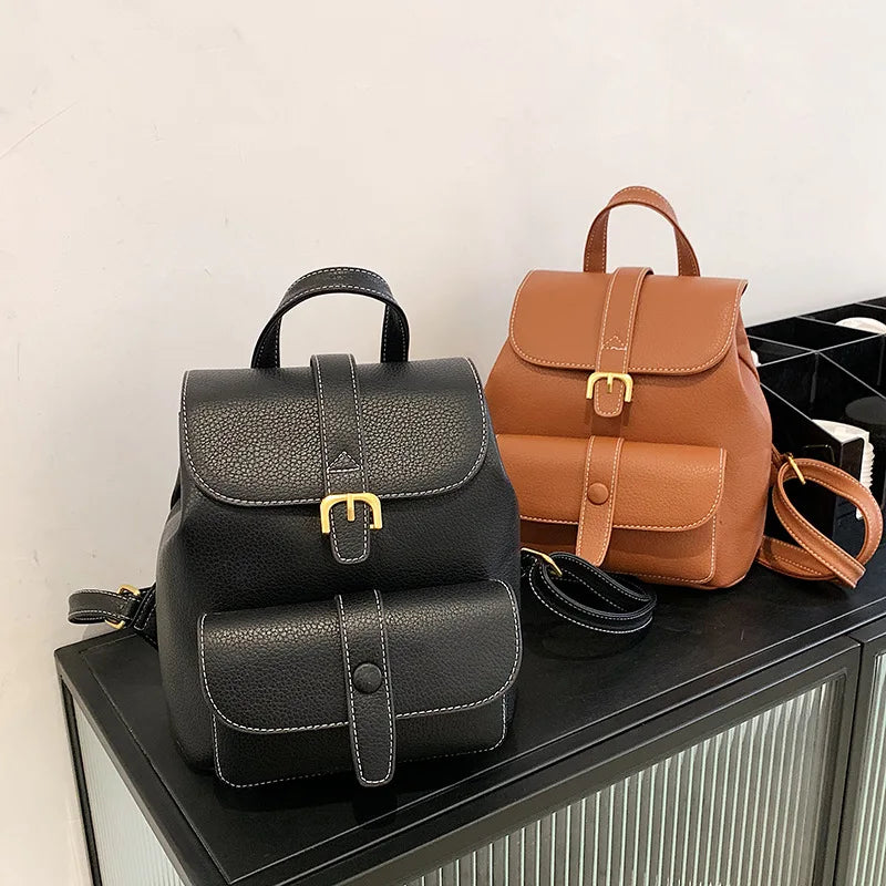 Natural Cowhide Large-capacity Leather Backpack
