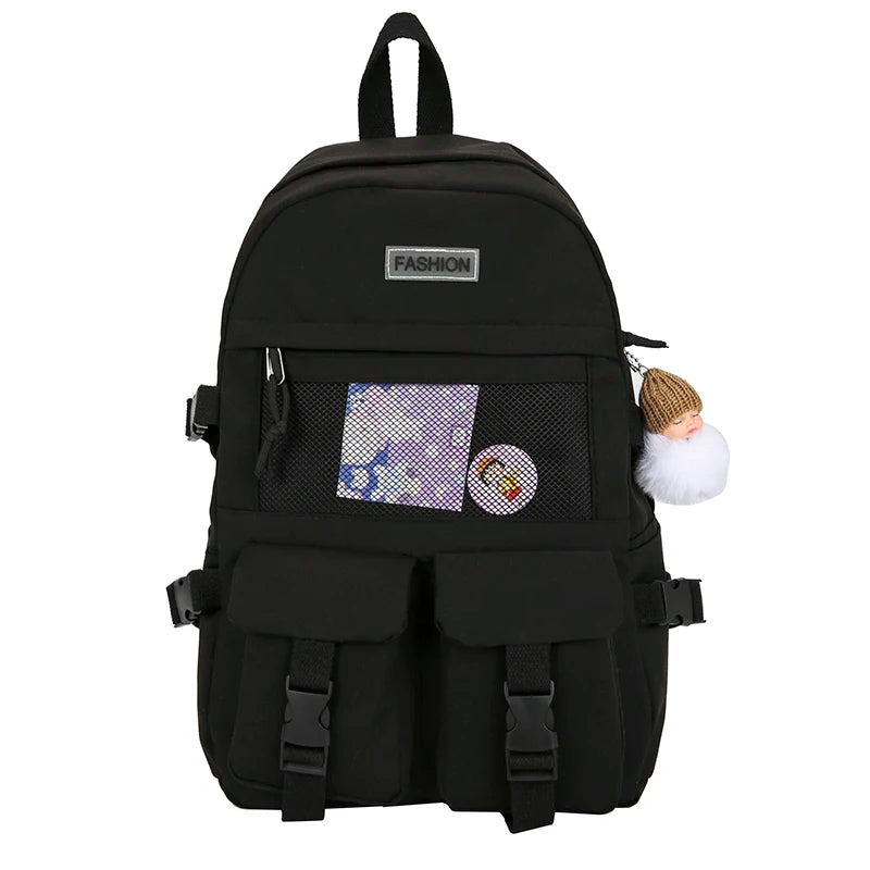 Panelled Waterproof Nylon Women Backpack for Teenage Girls