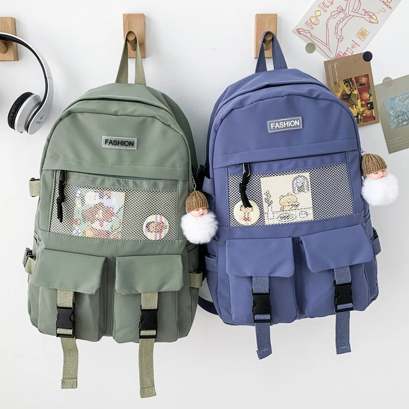Panelled Waterproof Nylon Women Backpack for Teenage Girls