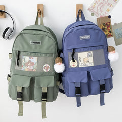 Panelled Waterproof Nylon Women Backpack for Teenage Girls
