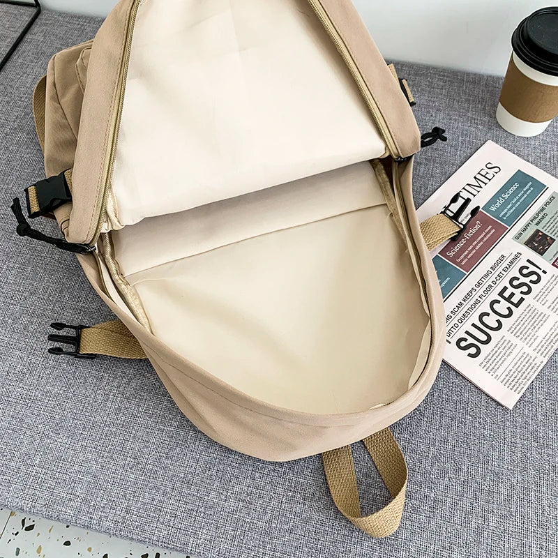Panelled Waterproof Nylon Women Backpack for Teenage Girls