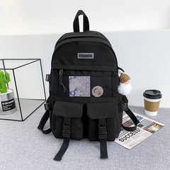 Panelled Waterproof Nylon Women Backpack for Teenage Girls