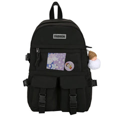 Panelled Waterproof Nylon Women Backpack for Teenage Girls