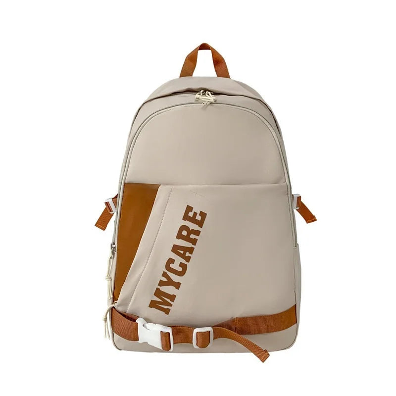 Nylon Backpack Unisex Letter Printing Travel Bag Young Students Schoolbag