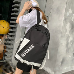 Nylon Backpack Unisex Letter Printing Travel Bag Young Students Schoolbag
