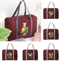 Foldable Travel Bags Unisex Large Capacity Luggage Bag Golden Flower