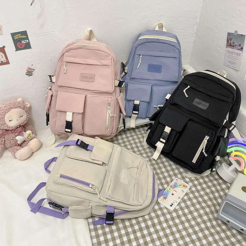 Nylon Waterproof Women School Backpacks For Teenagers Girls