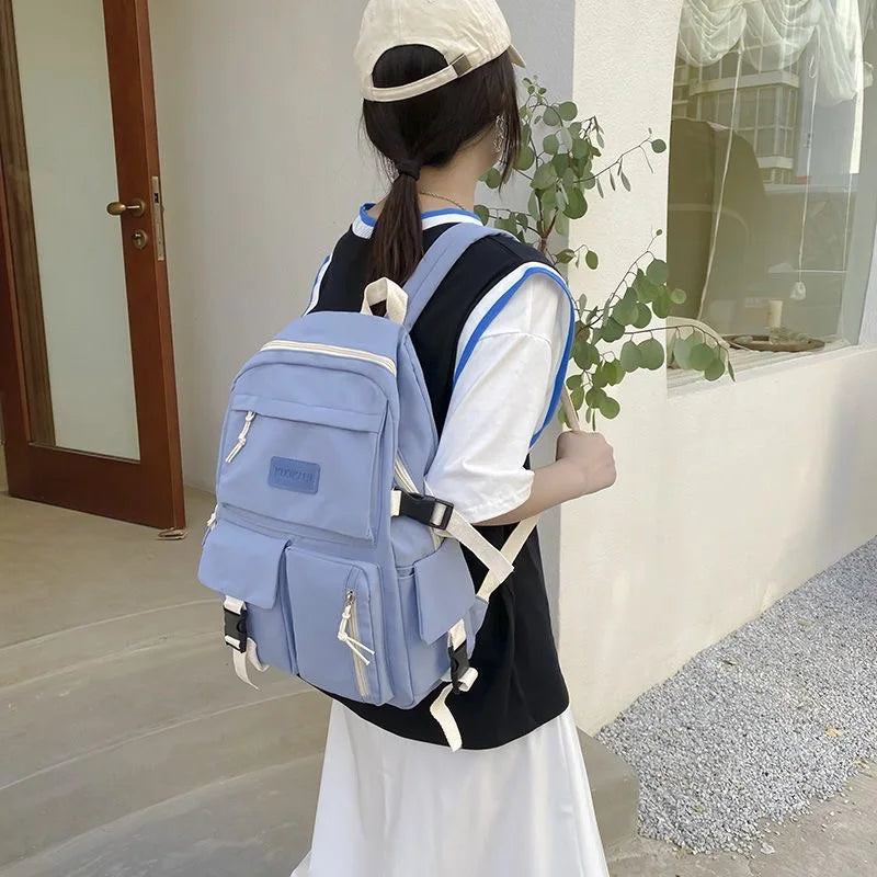 Nylon Waterproof Women School Backpacks For Teenagers Girls